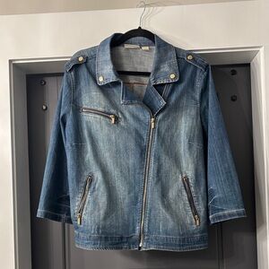 Chico's Blue Jean Jacket with Gold Accents